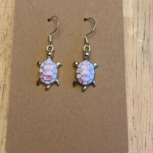 Pink Turtle Dangle Earrings